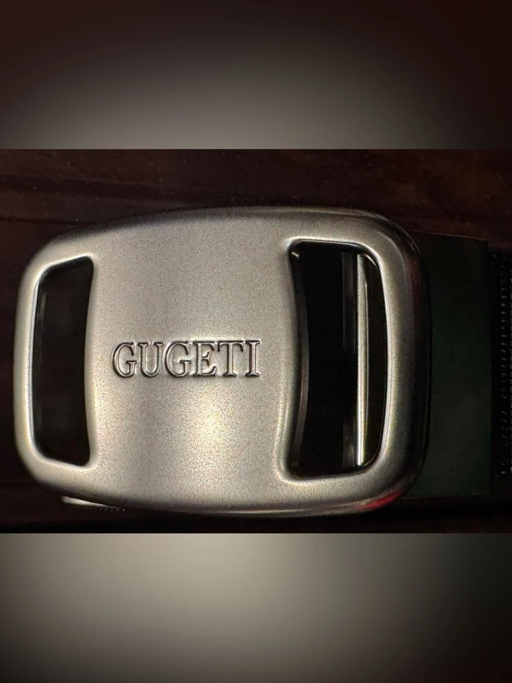 GUGETI Black Adjustable Men's Belt with Silver Buckle NEW IN BOX